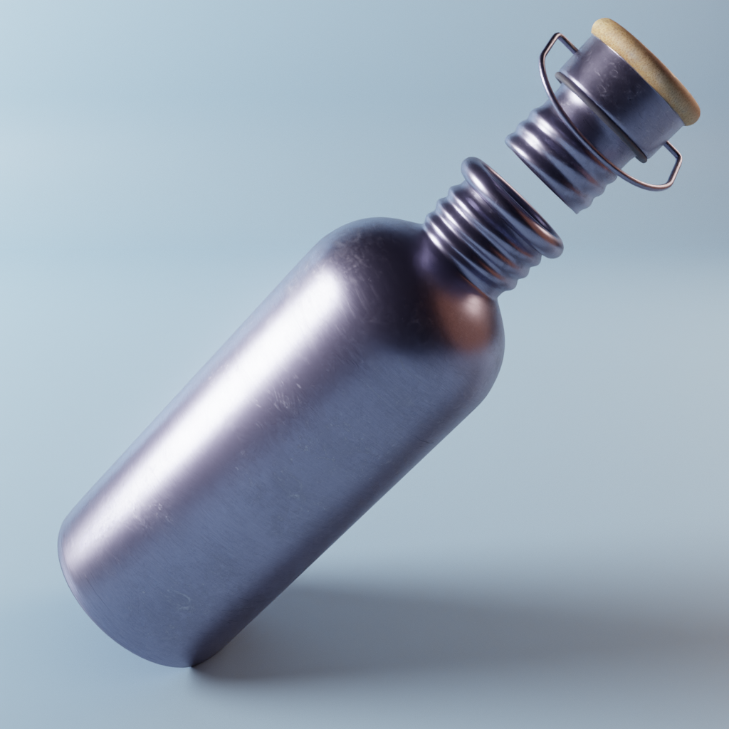 Brushed metal water bottle with handle preview image 2